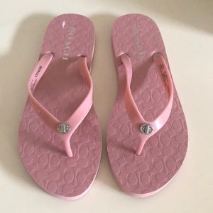 NWBOX coach pink flip flops size 9